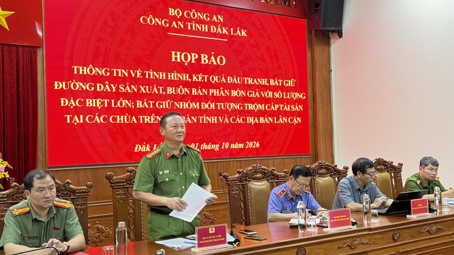 Công an tỉnh Đắk Lắk tổ chức họp báo thông tin về vụ án trộm cắp tài sản tại chùa