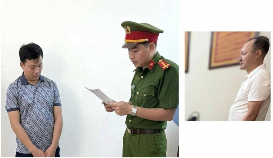 Công an tỉnh Ninh Bình khởi tố bị can đối với Chu Văn Tuyến (trái) và Bùi Văn Dân (phải).