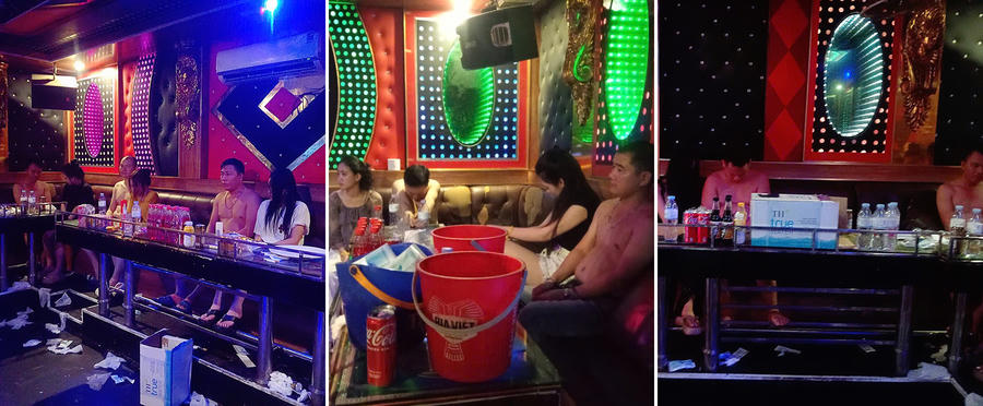 Các đối tượng Tổ chức sử dụng trái phép chất ma tuý tại Phòng VIP 11 quán Karaoke Bảo Châu.