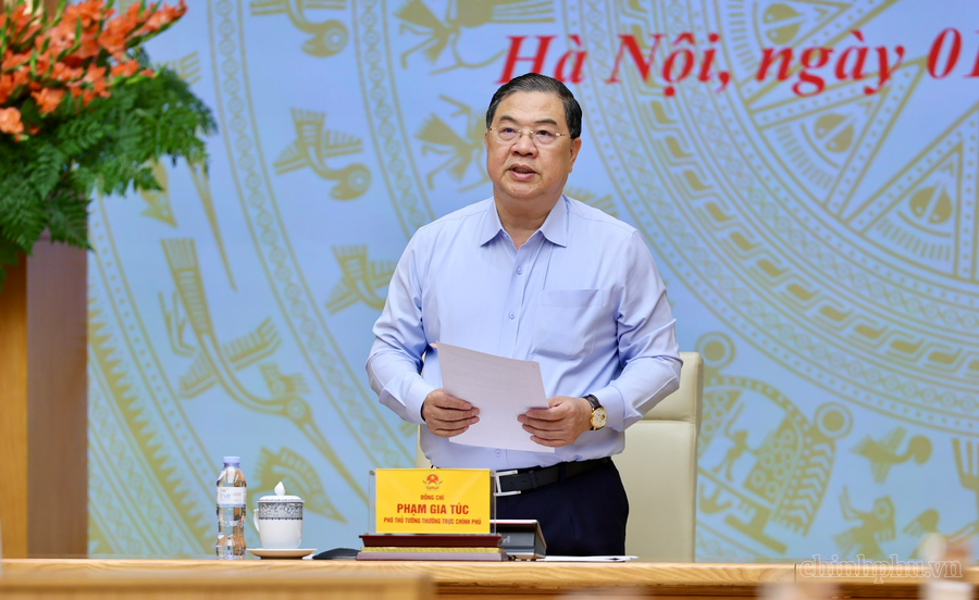Phó Thủ tướng Thường trực Chính phủ Phạm Gia Túc chủ trì Phiên họp thứ nhất của Ban Chỉ đạo các công trình trọng điểm trong lĩnh vực công thương và xây dựng - Ảnh: VGP