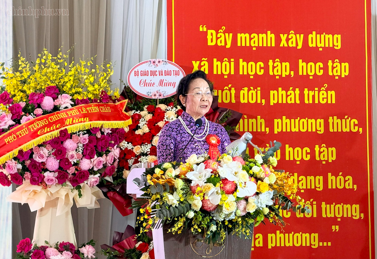 GS.TS. Nguyễn Thị Doan, Chủ tịch Hội Khuyến học Việt Nam phát biểu