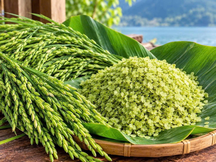 Từ những bông lúa non, qua nhiều công đoạn chế biến, hạt cốm Thuận Hòa trở nên mềm dẻo, thơm ngon, níu giữ hương vị đặc trưng của quê hương.