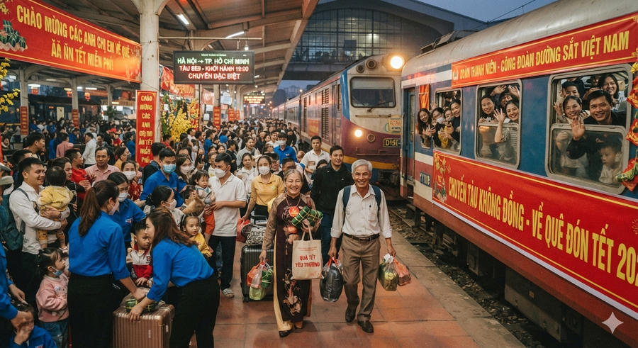 Liên đoàn Lao Động tổ chức nhiều hoạt động ý nghĩa chăm lo cho đoàn viên, người lao động dịp Tết Đinh Mùi 2027. Hình ảnh minh họa (thiết kế bởi AI)