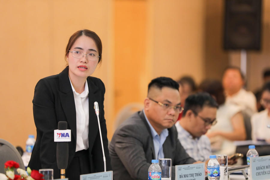 Luật sư Mai Thị Thảo trong một lần phát biểu tại hội nghị.