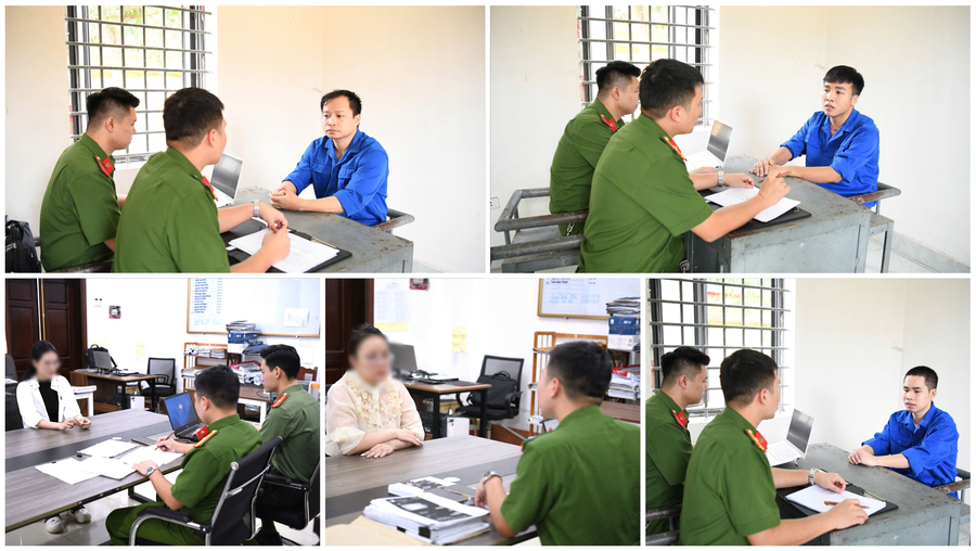 Các đối tượng trong đường dây rửa tiền tại cơ quan Công an.