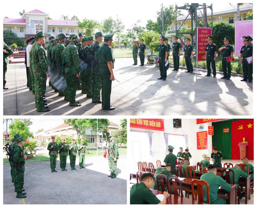 Đoàn Kiểm tra thực hành Tổ chức Đội tuần tra biên giới, công tác sẵn sàng chiến đấu bảo vệ đơn vị, nhận thức chính trị của cán bộ, chiến sỹ tại Đồn BP Mỹ Thạnh Tây.