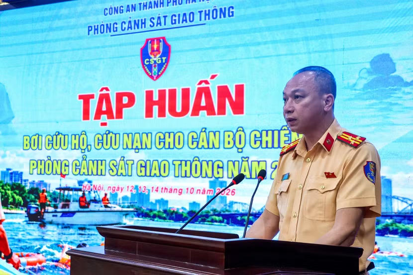 Thượng tá Nguyễn Chí Công, Phó Trưởng phòng CSGT, Trưởng ban Chỉ đạo lớp tập huấn.