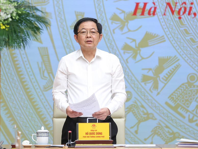 Đồng chí Hồ Quốc Dũng, Phó Thủ tướng Chính phủ, Phó Trưởng Ban Thường trực Ban Chỉ đạo phát biểu tại Hội nghị - Ảnh: chinhphu.vn/Nhật Bắc