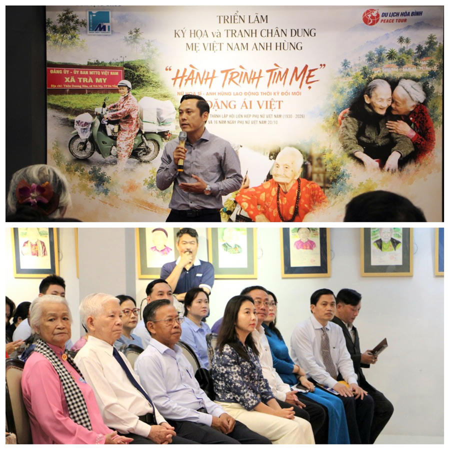 TS Đỗ Văn Dũng, Phó Hiệu trưởng Trường Đại học Mỹ thuật TP.HCM phát biểu tại Triển lãm.