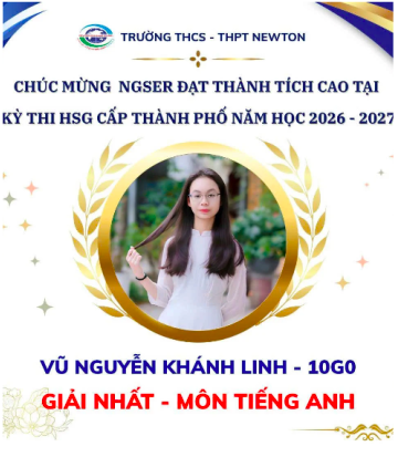 Vũ Nguyễn Khánh Linh Lớp 10G0 cùng Đỗ Phương Vy đã tạo nên kỳ tích khi cùng đạt giải cao nhất tại cuộc thi.
