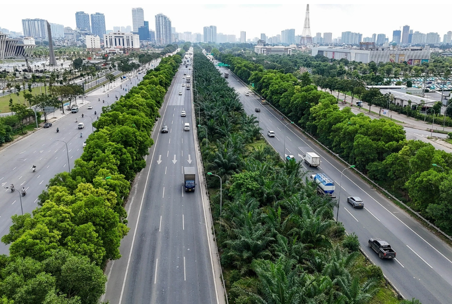Cây xanh trên Đại lộ Thăng Long (Ảnh: Nguyễn Hải).