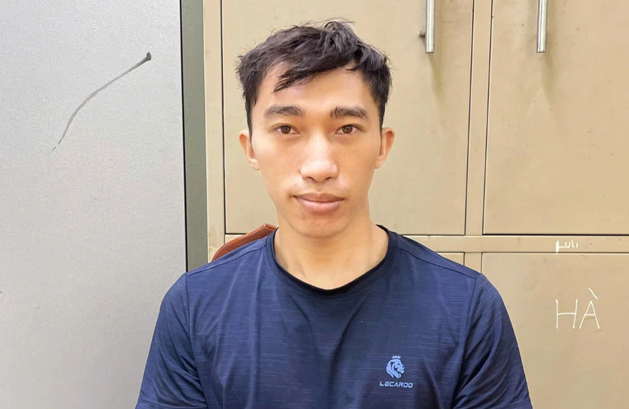 Lê Đình Trung tại cơ quan Công an. Ảnh: Đ.T
