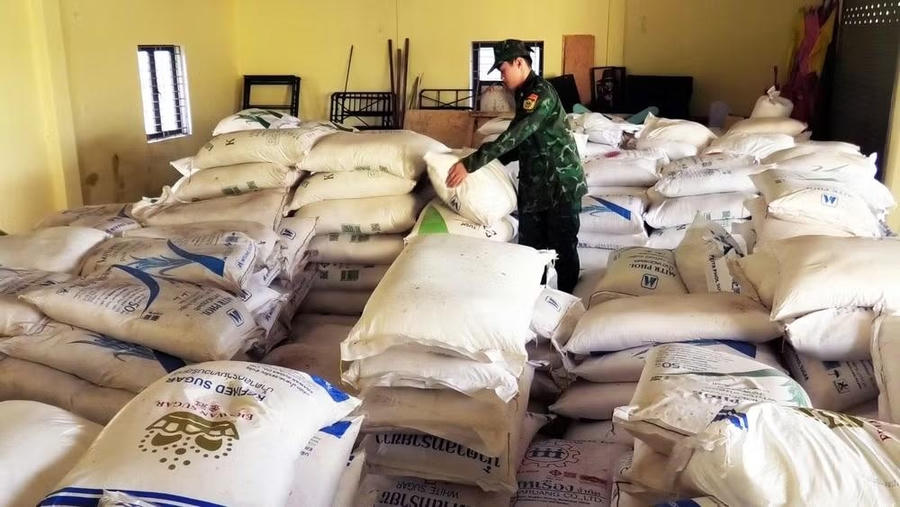 Tang vật là đường kính do Đồn Biên phòng Cửa khẩu quốc tế Lao Bảo bắt giữ chờ xử lý. Ảnh Biên phòng Quảng Trị