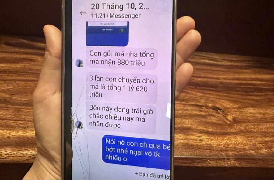 Kẻ lừa đảo gửi ảnh chụp các giao dịch đã chuyển tiền cho người phụ nữ nhưng thực chất chỉ là chiêu trò. Ảnh: T. N