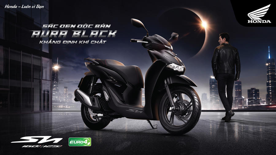 Honda SH160i/125i 2027 ra mắt với thông điệp “Khẳng định khí chất”, bổ sung màu đen Aura Black Edition trên phiên bản Thể Thao. (Ảnh trong bài: Honda)