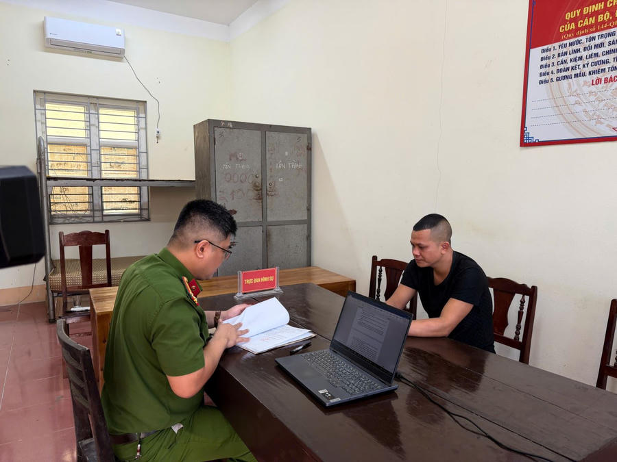 Cơ quan Công an làm việc với đối tượng Nguyễn Văn Thường.